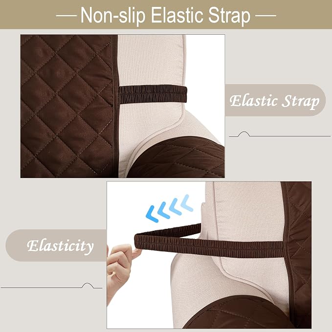 Reversible Chair Covers for Recliner Oversized, Brown/Beige | Recliner Oversized Covers for Living Room with Elastic Straps, Water Repellent, Chair Protectors Covers for Dogs - Image 7