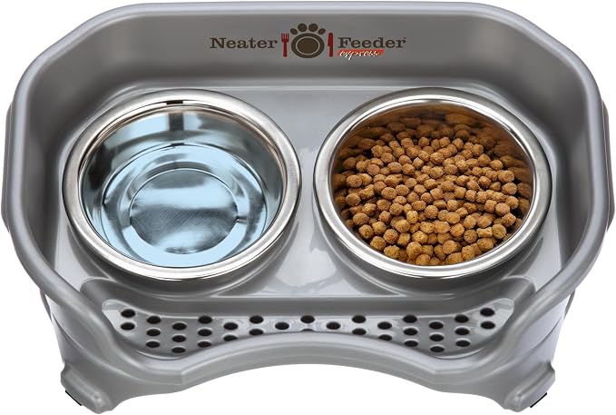 Neater Feeder Express Mess Proof Dog Bowls Elevated for Small Breeds Under 15 Lb, Made in USA, No Spill Raised Dog Food Bowl Stand, Stainless Steel Food and Water Bowl Set, Feeding Station, Grey - Image 9