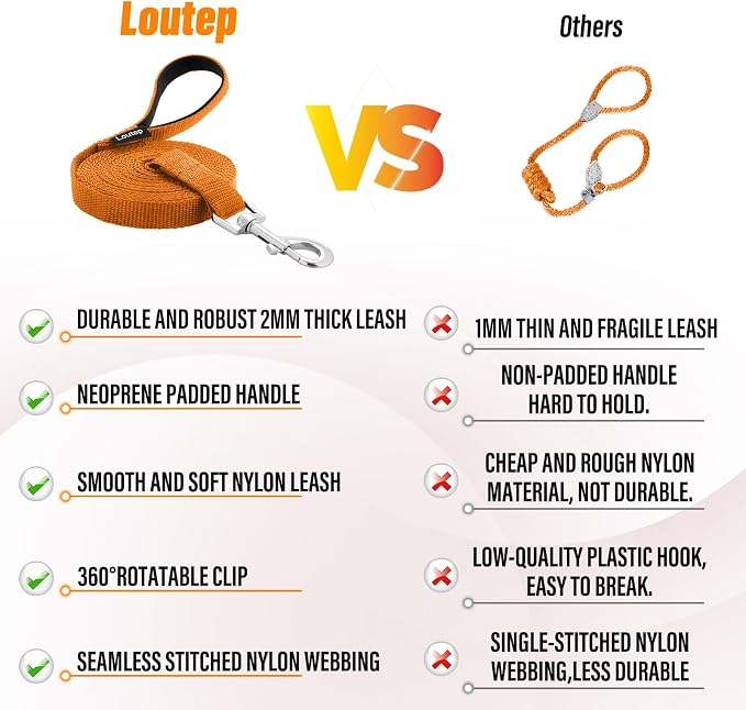 Long Line Dog Training Leash with Padded Handle, 15 ft, Orange | Durable nylon webbing with reinforced stitching and 360° swivel clip for recall and obedience - Image 6