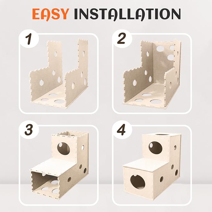 PETKARAY Cat Tunnel, Original Cat Hideaway Cave for Indoor Cats, Large Kitten Play Tubes and Tunnels, Soft Felt Cat Toy with Interactive Peek Hole, Beige L Shape - Image 7