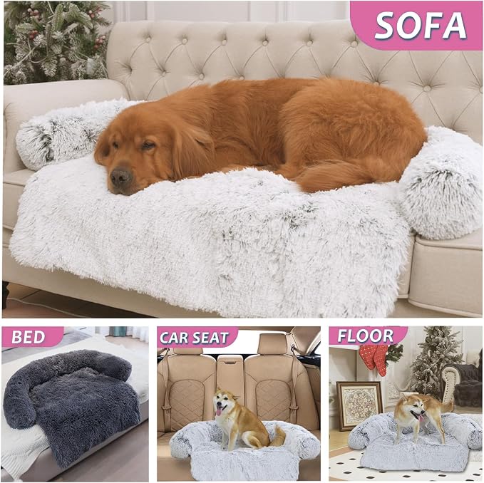 Luxurious Calming Dogs/Cats Bed Mats, Dog Pad Washable Removable Couch Cover, Plush Long Fur Mat for Pets, Waterproof Lining, Perfect for Small, Medium and Large Dogs and Cats (Pink, 53"x39") - Image 7