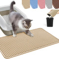 HCY&WLD Cat Litter Mat, Honeycomb Double Layer Litter Trapping Mat | Safe Materials, Soft on Paws, Waterproof Urine Proof Non-Slip, Protects Floors, Less Waste, Easy to Clean, Beige, 35" x 24" by HCY%26WLD