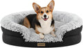 Miorun Fluffy Orthopedic Dog Beds Large Sized Dog, 36" Bolster Sofa Bed | Soft plush faux fur,lowered entry,washable cover,waterproof liner,claming dog couch for x-large dogs,supportive bolster by Miorun