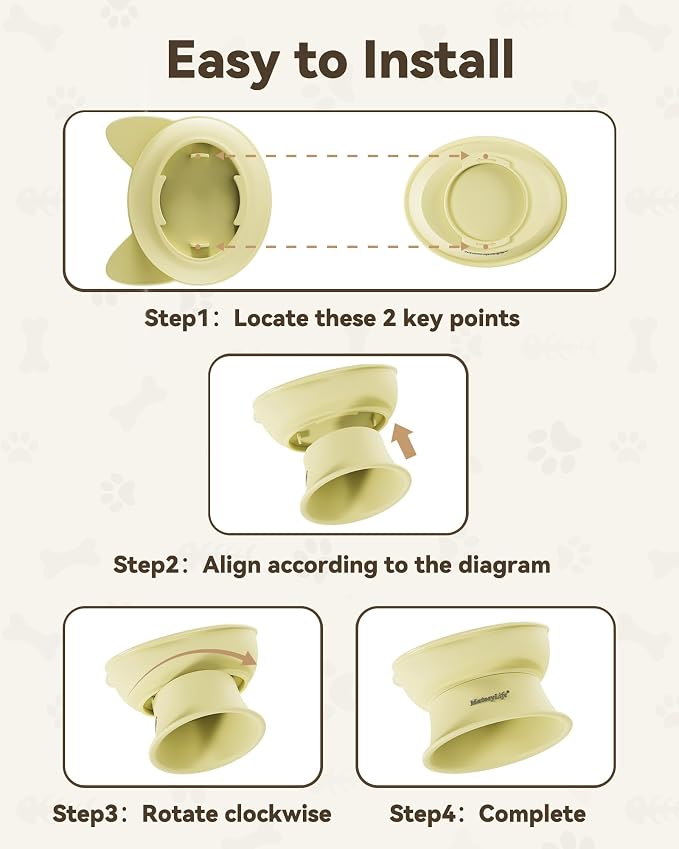 MateeyLife Raised Cat Bowls, Cat Food Bowl Elevated for Kittens & Small Dogs, 15°Tilted Protect Pets' Neck and Anti Vomiting, Whisker Friendly Food & Water Feeding Bowl, 6 oz Each - Yellow - Image 8