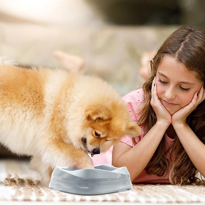 VANNON Slow Feeder Dog Bowls Non Slip Puppy Bowl Durable Dog Puzzle Feeder Bloat Stop Food Bowls for Puppy and Small Dogs, BPA Free, 2 Cups, Grey - Image 7