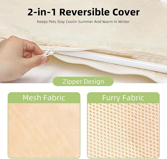 2PCS Replacement Cover for Cat Window Perch, L Size Cordless Cat Window Hammock Bed Accessories, Reversible Breathable/Warm Seat Cover for Inside (White, 23.6''L×11.8''W) - Image 3