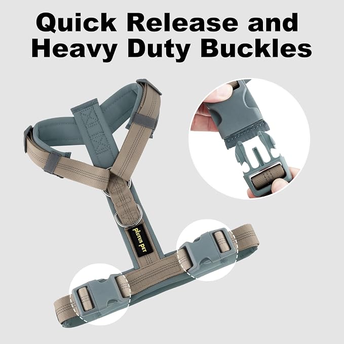Plutus Pet No Pull Dog Harness, Adjustable Nylon Harness with Soft Padding | Reflective with Front Clip, Heavy Duty for Training and Walking, for Small Medium Large Dogs, Beige, L - Image 7