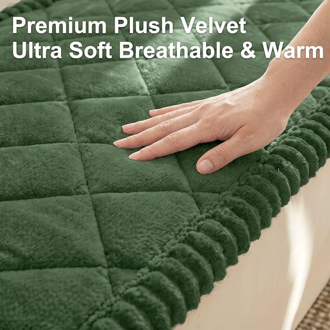 Smiry Non Slip Couch Cover for Dogs, Fuzzy Plush Pet Sofa Protector | Washable Furniture Cover for Large Dogs & Cats, Scratch & Dirt Resistant, For 3 Cushion Couch, Green, 27.6"x88" - Image 5