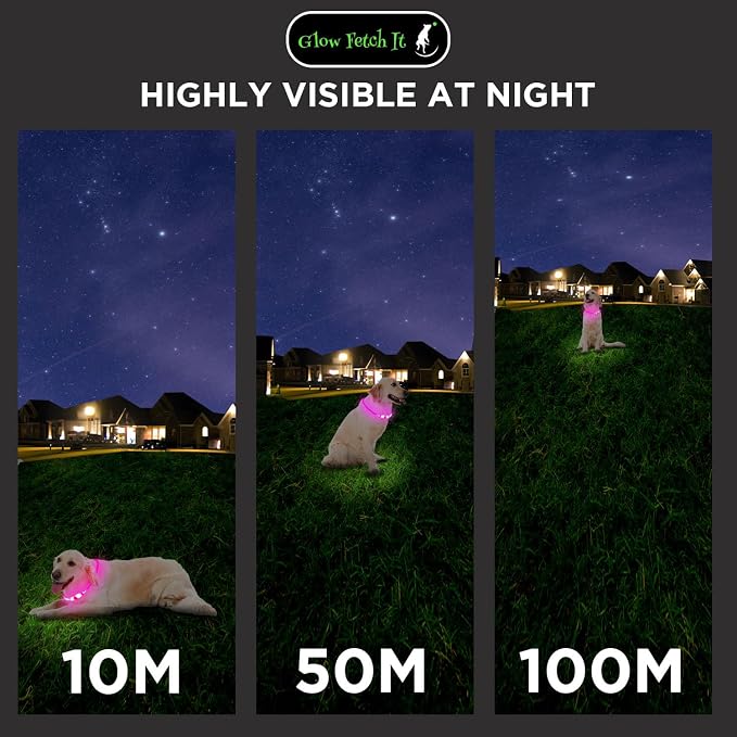 LED Dog Collar, Waterproof Light Up Dog Collar Rechargeable, Dog Safety Necklace for Night Walking, Adjustable Cut-to-Fit Silicone Collar Small Medium Large Dog 27.5” Cuttable (Pink) - Image 5