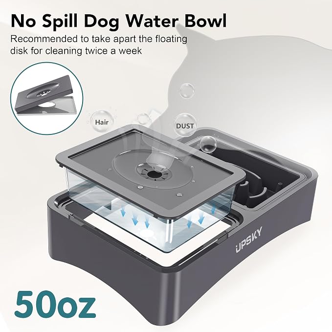 UPSKY 3-in-1 Elevated Dog Bowls Set with 4 Height Adjustable Stand, Gray | 304 Stainless Steel Bowl, No Spill Water Bowl, Slow Food Bowl, Anti-Slip, Dishwasher Safe, Suitable for Small Medium Dogs - Image 5