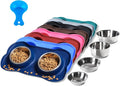 Hubulk Pet Dog Bowls 2 Stainless Steel Dog Bowl with No Spill Non-Skid Silicone Mat + Pet Food Scoop Water and Food Feeder Bowls for Feeding Small Medium Large Dogs Cats Puppies (X-Large, Navy Blue) by Hubulk