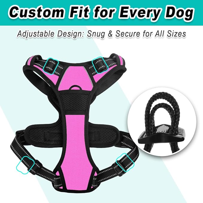 BARKBAY No Pull Pet Harness Dog Harness Adjustable Outdoor Pet Vest 3M Reflective Oxford Material Vest for pink Dogs Easy Control for Small Medium Large Dogs | Control Handle,Comfort,Heavy Duty,Adjustable Reflective,Perfect for Outdoor Training, Walkin... - Image 6