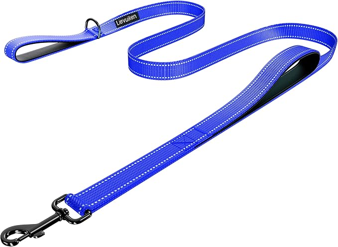 Dog Leash 6ft Long,Double Handle Dog Leash for Control Training | Heavy Duty Dog Leads with Traffic Padded Handles, Reflective Leashes for Small Medium Large Dogs(6ft, Navy Blue) by LIEVUIKEN