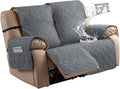 Genina Loveseat Recliner Cover Non-Slip, Sofa Cover for Reclining Couch 2 Seat, Loveseat Covers Double Recliner Furniture Protector Cover with Elastic Straps for Pets (Dark Gray, Recliner Loveseat) by Genina