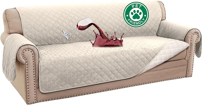 Turquoize 100% Waterproof Sofa Covers Couch Cover Sofa Cover for Dogs Couch Protector Triple Non-Slip Sofa Slipcover for 3 Cushion Couch Furniture Protector for Pets, Kids,Dog (Sofa 70", Ivory) by Turquoize