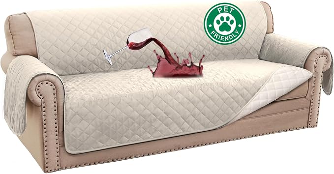 Turquoize 100% Waterproof Sofa Covers Couch Cover Sofa Cover for Dogs Couch Protector Triple Non-Slip Sofa Slipcover for 3 Cushion Couch Furniture Protector for Pets, Kids,Dog (XL Sofa 78", Ivory) by Turquoize