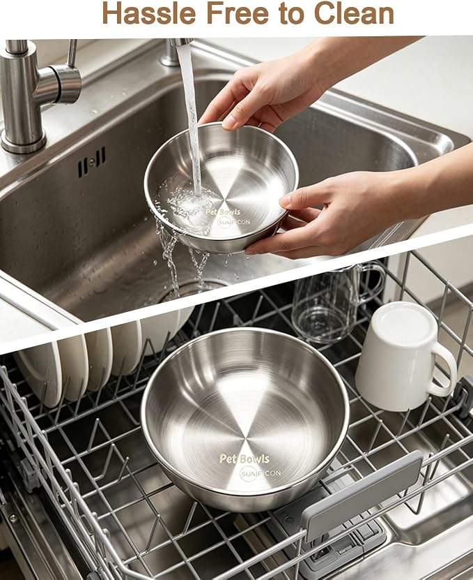15° Tilted Cat Food Bowls 304 Stainless Steel Kitten Food Bowl Raised Food and Water Dish for Cats Elevated Cat Bowl Plate Stand Whisker Friendly Smooth Polished Easy to Clean Dishwasher Safe 2PACK - Image 8