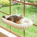 Zakkart SnugCloud Foldable Cat Window Perch - Cordless, Ultra Soft Machine Washable Bed with 4-Sided Bolster, Metal Frame - Window Hammock for Large Cats and Kittens (Cream White, Medium) by Zakkart