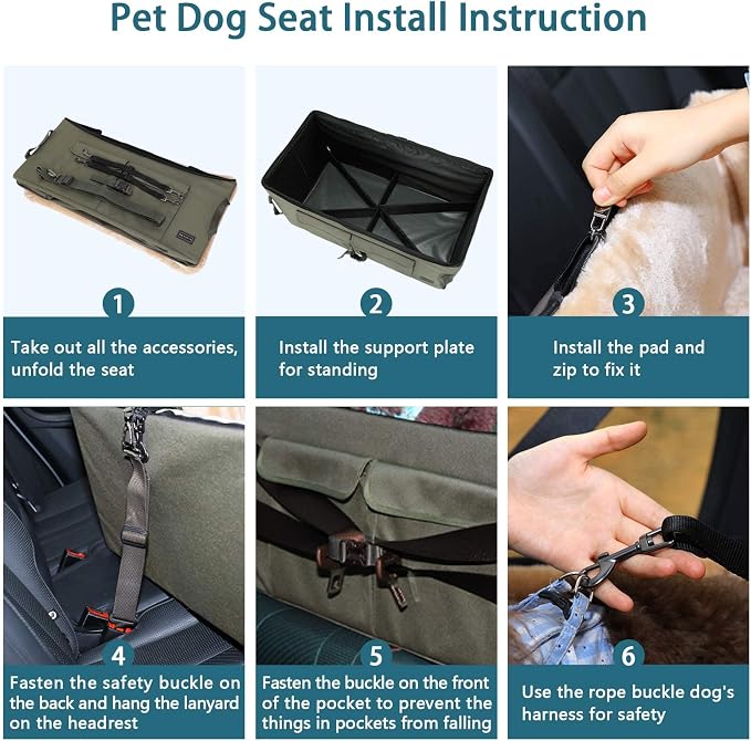 Petsfit Dog Booster Seat For 2 Small Dogs or Medium Dog up to 45 lb, Large Dog Car Seat With 2 Big Pockets for Cars, Trucks and SUVs (Large, Dark Brown) - Image 9