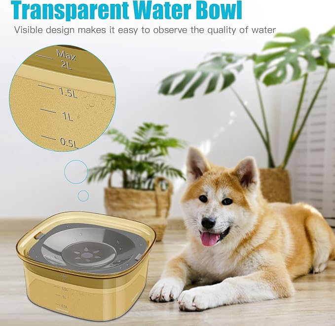 UPSKY 70oz Dog Water Bowl, No Spill Slow Drinking Feeder for Messy Drinker | Large Capacity, Spill Proof, Prevent Pet Prevents Choking, Anti-Slip, Visible Water Level, Suitable for Travel and Car Trips - Image 4