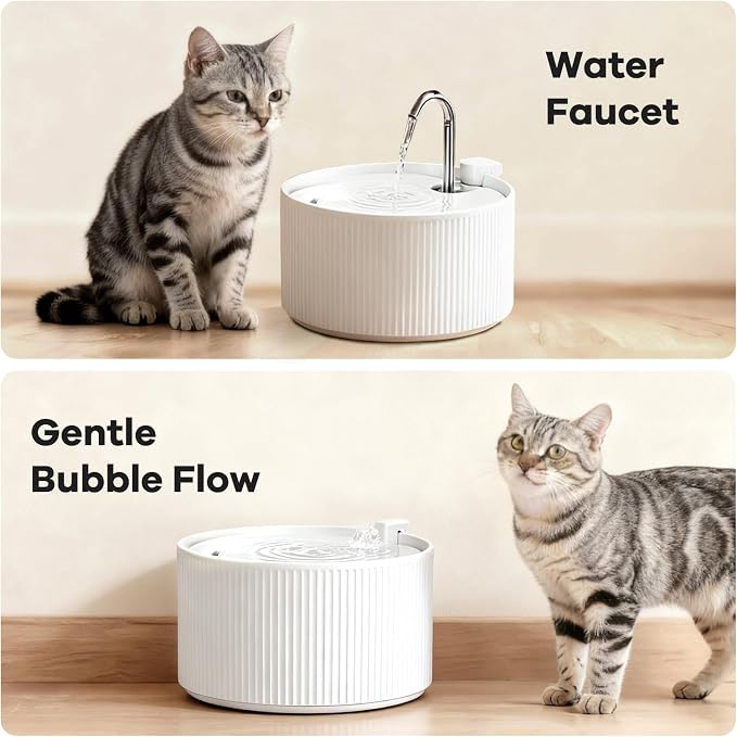 Upgrade 2.2L/78oz Ceramic Cat Fountain, Automatic Ceramic Water Fountain for Cats, Pet Water Fountain with Ultra-Quiet Pump (White) - Image 7