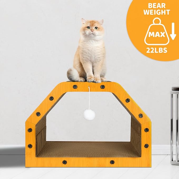 TIMIEEYA Cardboard Cat House - Large Cardboard Cat Scratcher Cozy Cats Lounger as Tunnel and Sofa, Cat Scratcher for Indoor Cats, Safe & Secure - Image 5