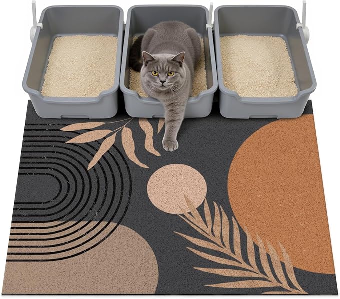 Cat Litter Mat Litter Trapping Mat, 40"x30" Waterproof Urine Proof Litter Box Mat Catcher Mat Non-Slip Washable for Kitty Kitten, Black by Unknown