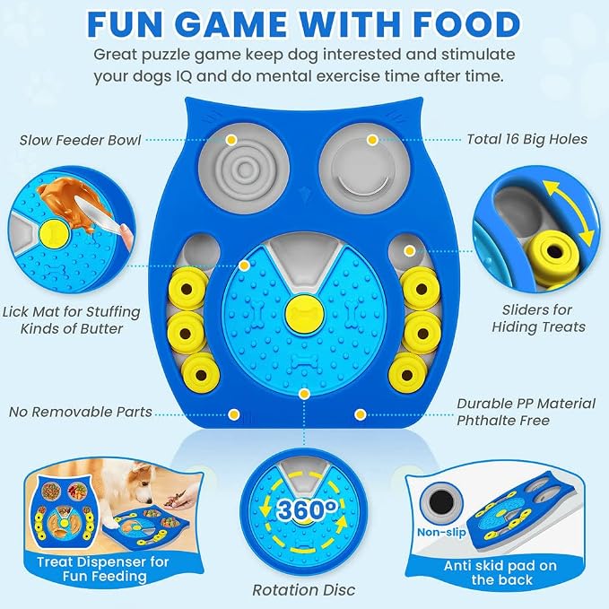 Joansan Dog Puzzle Toy, Enrichment Toy Treat Dispenser for IQ Stimulation | Lick-mat, Food Reward Puzzle Game Keeps Dogs Busy, Mental Stimulation to Reduce Anxiety for Puppies Dogs Cats - Image 2