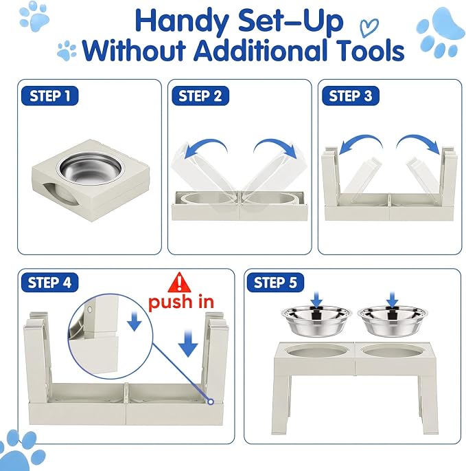 XIAZ Elevated Dog Bowls Large Breed Raised Dogs Bowl Stand Large/Medium Sized Dog Stainless Steel Food Water Bowl Stands 5 Heights Adjustable 9/11/12/14in Pet Feeder Dish Station - Image 8