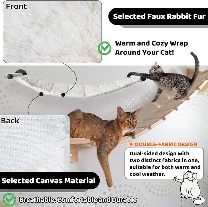 Cat Hammock Wall Mounted, Wall Mounted Cat Shelves, 35.43 x 12.99 in | Soft & Warm Fabric, Washable Replacement Cloth Wall Mounted Cat Shelves, For Large cats, For Playing, Climbing and Resting - Image 4