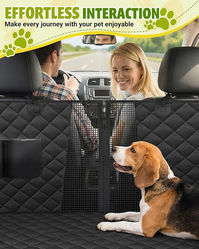 Dog Car Seat Cover, 600D Heavy Dute Car Seat Cover for Dogs Pets, 100% Waterproof Anti-Scratch Nonslip Dog Hammock for Cars, Seat Covers Protector with SeatBelt for Sedan SUV Truck Standard Black - Image 7