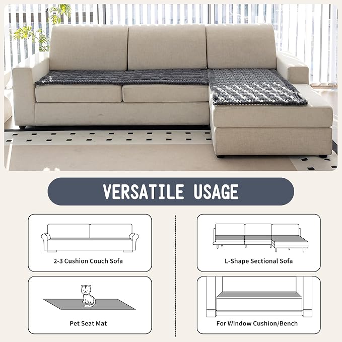 Sofa Couch Cover, Sofa Covers for Dogs Washable, Non-Slip Striped Sofa Slipcovers for Sectional Sofa, Sofa Cover Furniture Protector for L Shaped(Dark Grey, 27.6"x 82.7") - Image 4