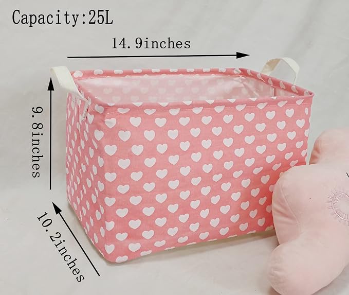 MAIZMZ Girls Storage Basket Pink Valentine's Day Gifts Basket Waterproof Organizer Nursery Bins Toy Box for Organizing Home/Dorm/Kitchen/Pet/Office/Closet/Shelf/Room Decor - Image 2