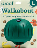 Woof Walkabout Dog Puzzle Treat Dispenser Toy for Dogs 40 lbs & Up | Adjustable treat openings, fits kibble & treats, durable rubber, dishwasher safe, easy to clean by Woof