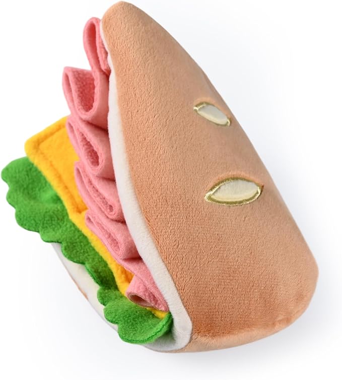 CHEWFFON Interactive Dog Toy, Multi-Layer Treat Hiding Nose Work Game | Half Sandwich Design, Crinkle Plush Snuffle Toy with Treat Pockets, Enrichment Puzzle Toy for Small & Medium Dogs by CHEWFFON