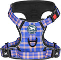 PoyPet Plaid Dog Harness Large, No Pull Vest with Front Clip & Neck Buckle | Padded Handle, Reflective, No Choke, Lockable, 2 Leash Rings, Full Adjustable, for Training Walking, L, Checkered Blue&Orange by PoyPet