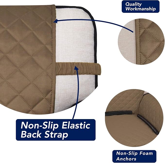 PureFit Reversible Quilted Sofa Cover, Water Resistant Slipcover Furniture Protector, Washable Couch Cover with Non Slip Foam and Elastic Straps for Kids, Dogs, Pets (X Large , Camel/Ivory) | Camel/Ivory, Water Resistant Couch Protector, Washable Pet C... - Image 3