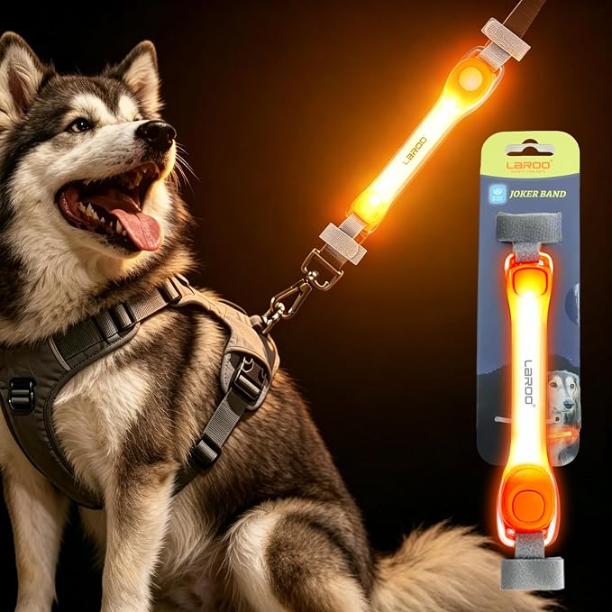 LaRoo LED Dog Collar Light - Glow Safety Light for Night Walking, Universal Fit for Collars/Leashes/Harnesses, Waterproof Pet Night Light for Dogs - Enhanced Visibility for Outdoor Safety by LaRoo