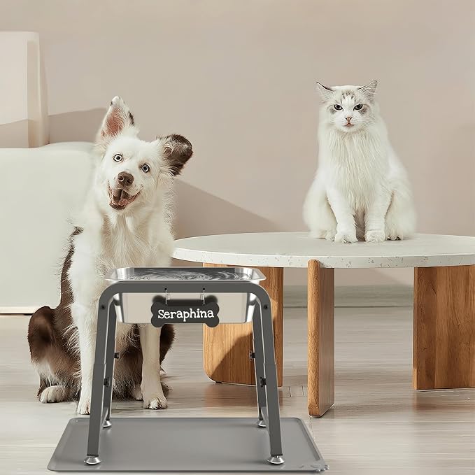 2 Gallon Elevated Large Dog Water Bowl with Mat, 4 Height Adjustable 10.4-15.2", Raised Dog Water Bowl Stand for Large Breed - Image 7