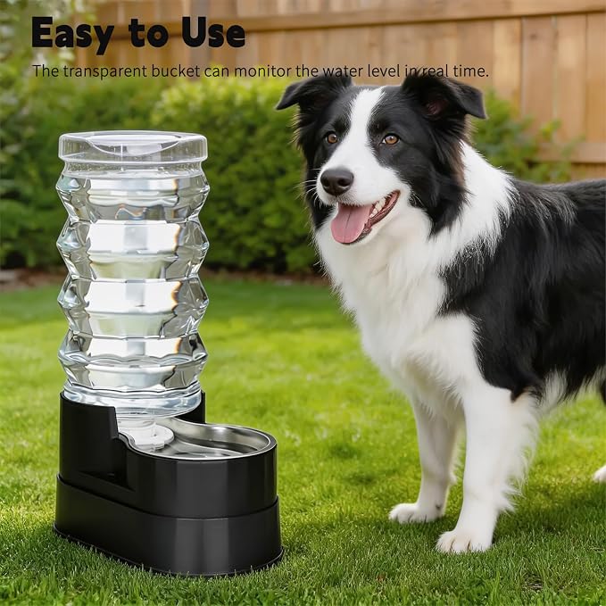RIZZARI 9L Elevated Dog Water Dispenser: Filtered Gravity Waterer | Stainless Steel Bowl /Gravity Fed/No Power Needed/ Anti-Spill Base/Senior Dogs & Large Breeds/Indoor/Outdoor - Image 6