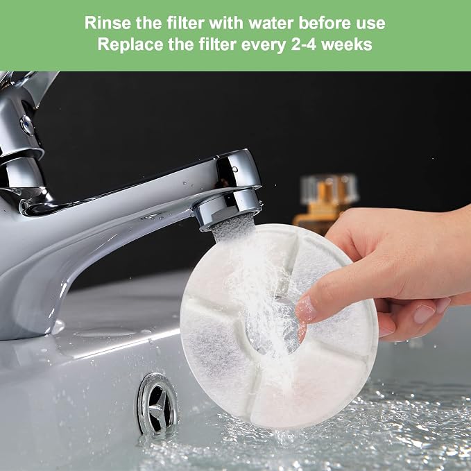 Wonder Creature Cat Water Fountain Filter Replacement 8+4 Pack | 8 Round Carbon Filters and 4 Upgraded Pre-Filter Sponges for 81oz/2.4L Round Stainless Steel Top Cat Fountain - Image 5