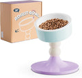 Ceramic Elevated Raised Cat Bowls,3 Heights Adjustable Raised Dog Bowl Stand for Indoor Cats and Small Dogs,15° Tilted Cat Food Feeding Dishes，Adjusts to 4.69", 5.98", 7.28" (Pink & White) by MIUPET