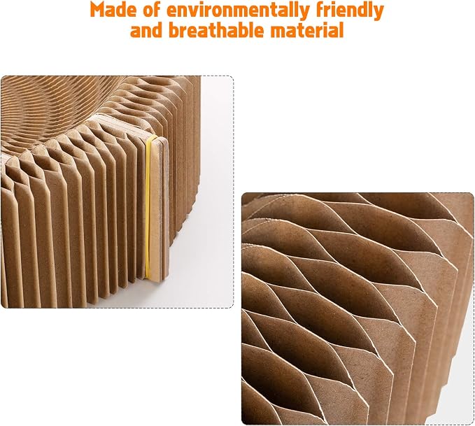 Collapsible Cat Scratcher Lounge Bed, Cardboard Cat Bed, Corrugated Pet Scratch Pad, Round Shape Cat Scratching Bed Nest for Indoor Big Large Kitty Kitten Cats - Image 4