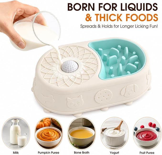 Slow Feeder Dog Bowl with Lick Mat, 2 in 1 Silicone Feeding Bowl | Promotes Healthy Eating Habits and Engaging Mealtime Experience - Image 4