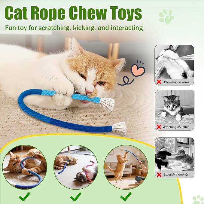 Retro Shaw Catnip Cat Toys Chew Ropes, for Indoor Cats Chew Kicker, 23.6" | Natural Catnip, Durable Safe Teeth Cleaning Chew Toy String, Kitten Nip Kitty Kicking, Interactive Fun, 3 Pack - Image 2