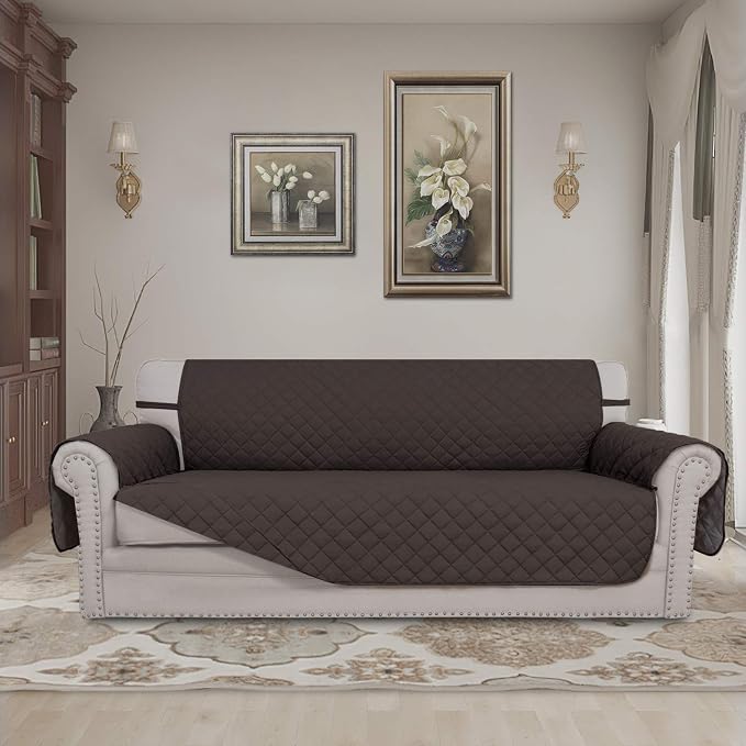 Easy-Going Reversible Couch Cover, 3 Cushion Sofa, Chocolate/Chocolate | Large, Washable Slipcover For Dogs, Water Resistant Furniture Mat For Living Room, Non-Slip Sofa Cover, Pet Friendly - Image 2