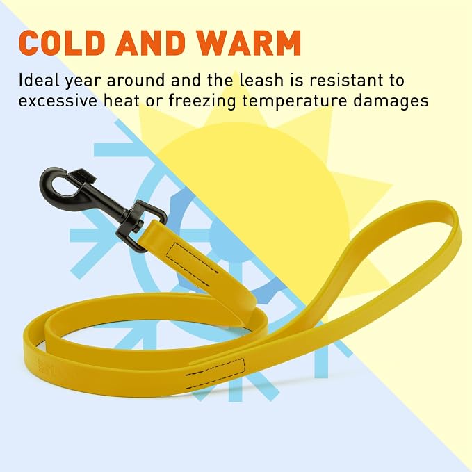 Dogline Biothane Waterproof Dog Leash Strong Coated Nylon Webbing with Black Hardware Odor-Proof Easy to Clean High Performance for Small or Large Dogs Made in USA 4 or 6 ft Lead, Treasure Gold - Image 8