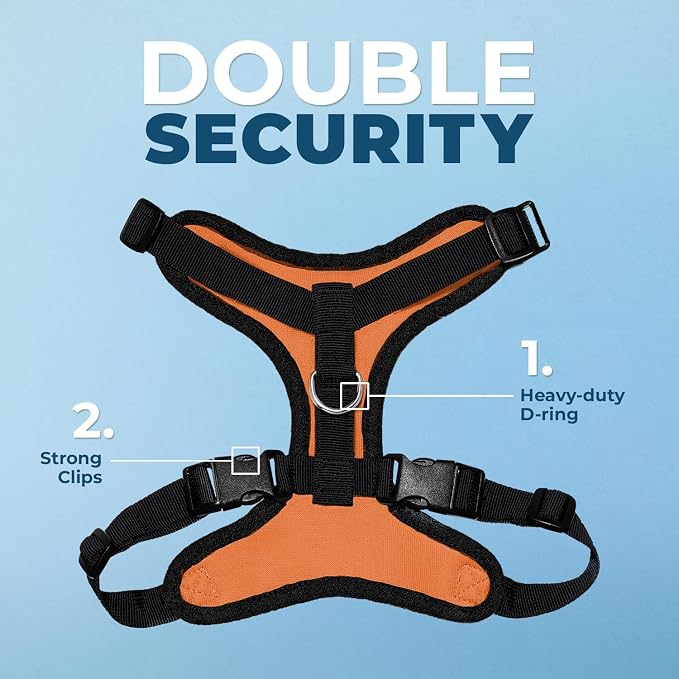 Voyager Step-in Lock Dog Harness - Orange/Black Trim, X-Small | 13 - 16" in Chest, Adjustable, Breathable Air Mesh, Lightweight for Daily Walks, Strong Clips, Heavy Duty D-Ring - Image 2