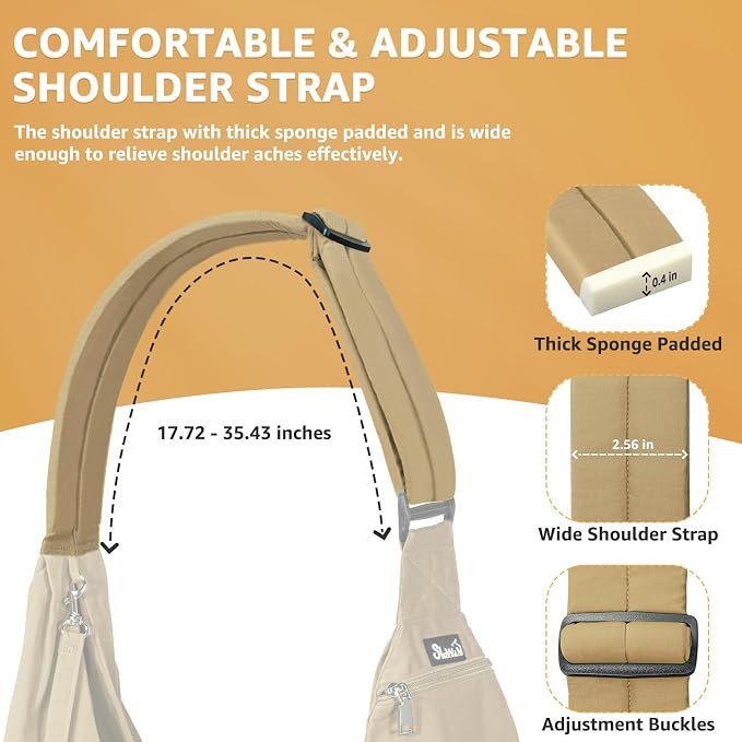 SlowTon Dog Carrier Sling - Thick Padded Shoulder Strap Adjustable, Brown M | Dog Carriers for Small Dogs, Puppy Carrier Purse for Pet Cat with Front Zipper Pocket Safety Belt Machine Washable - Image 5