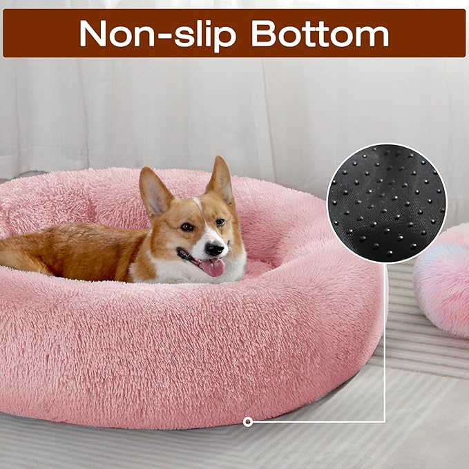 JOLLYVOGUE Dog & Cat Bed, Calming Anti-Anxiety Pet Bed for Small Dogs, Fluffy Donut Cushion for Small and Medium Pets (20") - Image 5